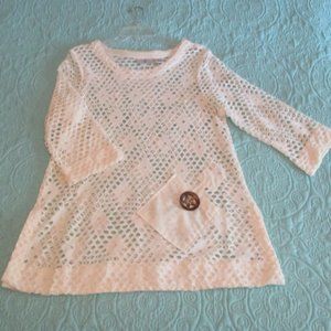 White Fishnet Crochet Swimsuit Coverup sz S Beach Pool Summer Vacation
